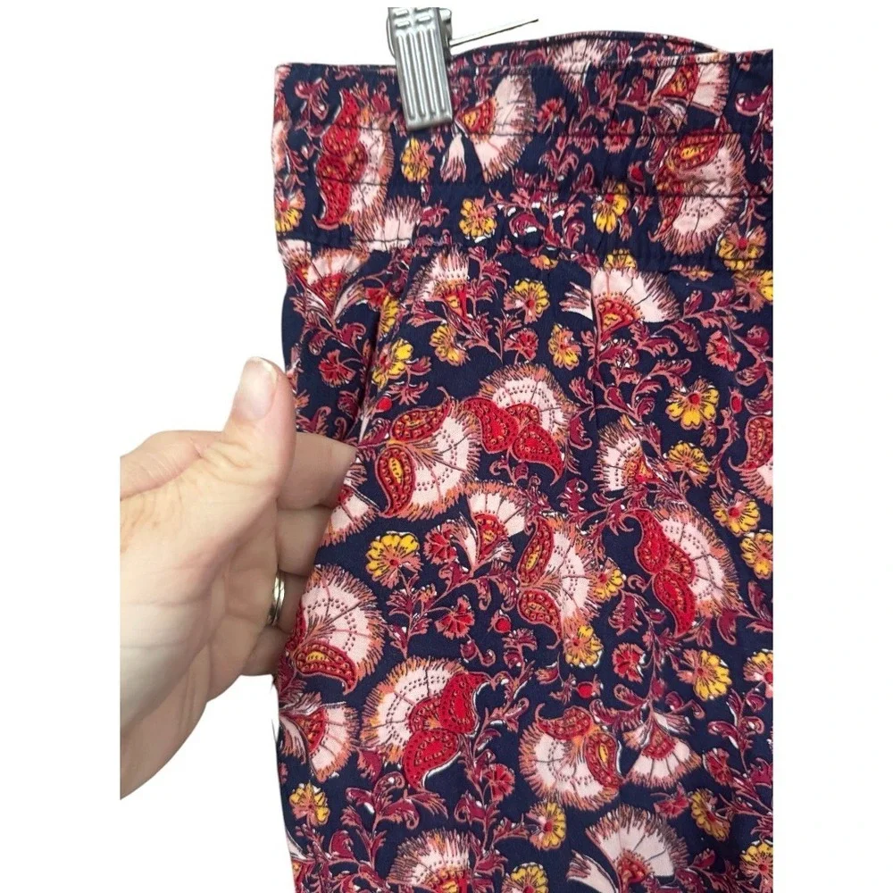 Liz Claiborne‎ Pajama Pants Womens Medium Blue Floral Rayon Excellent Drawstring